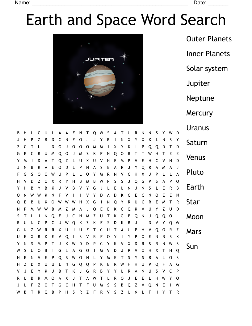 Printable Space Word Search Fifth Grade