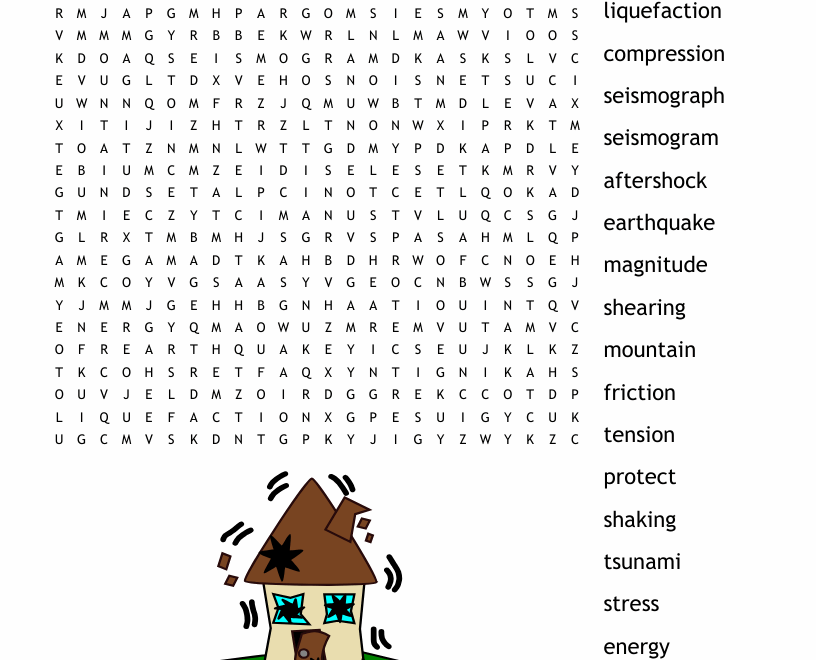 Earthquakes Word Search WordMint