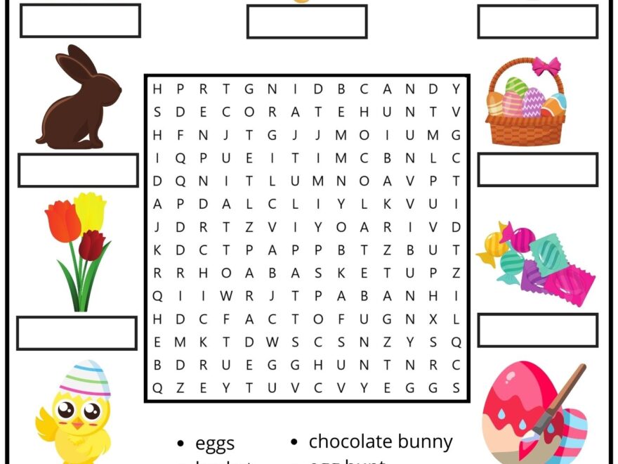 Easter Holiday Vocabulary Word Search And Match The Words Activity For Kids PDF Ezpzlearn