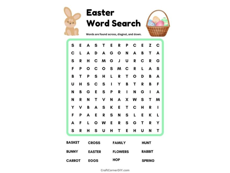 Easter Word Search For Kids Free Printable Craft Corner DIY