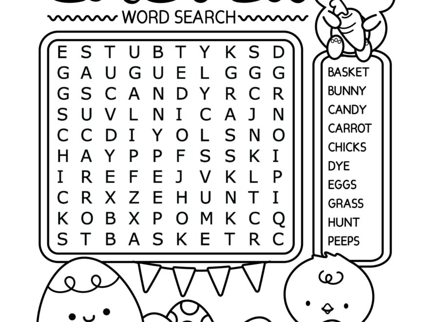 Easter Word Search Free Printable Activity For Kids Cute Worksheets Library