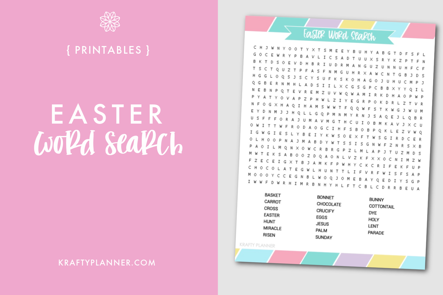 Easter Word Search Free Printable Krafty Planner
