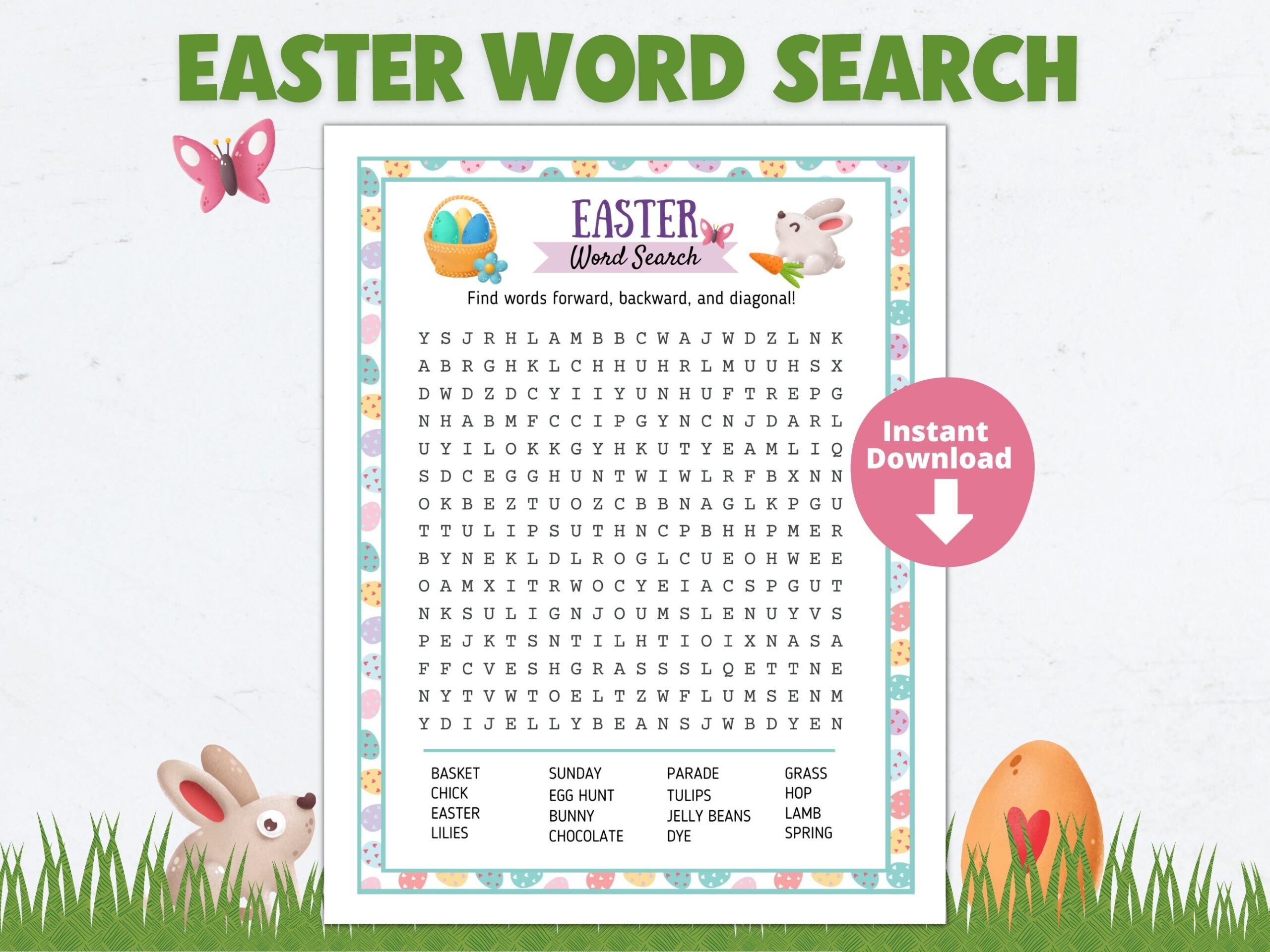Easter Word Search Printable Classroom Activity Easter Word Games Etsy