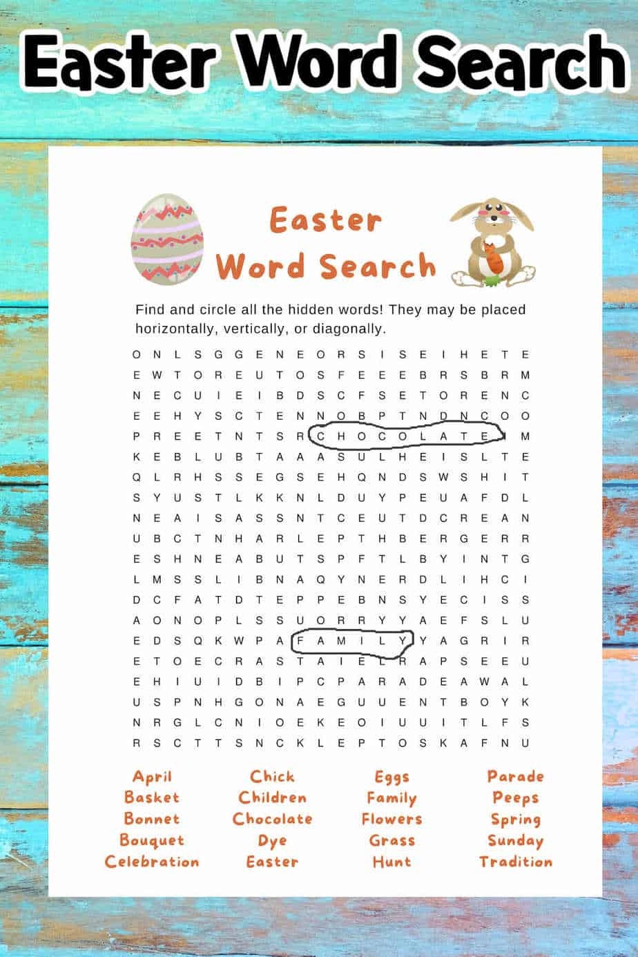 Easter Word Search Printable The Best Kids Crafts And Activities