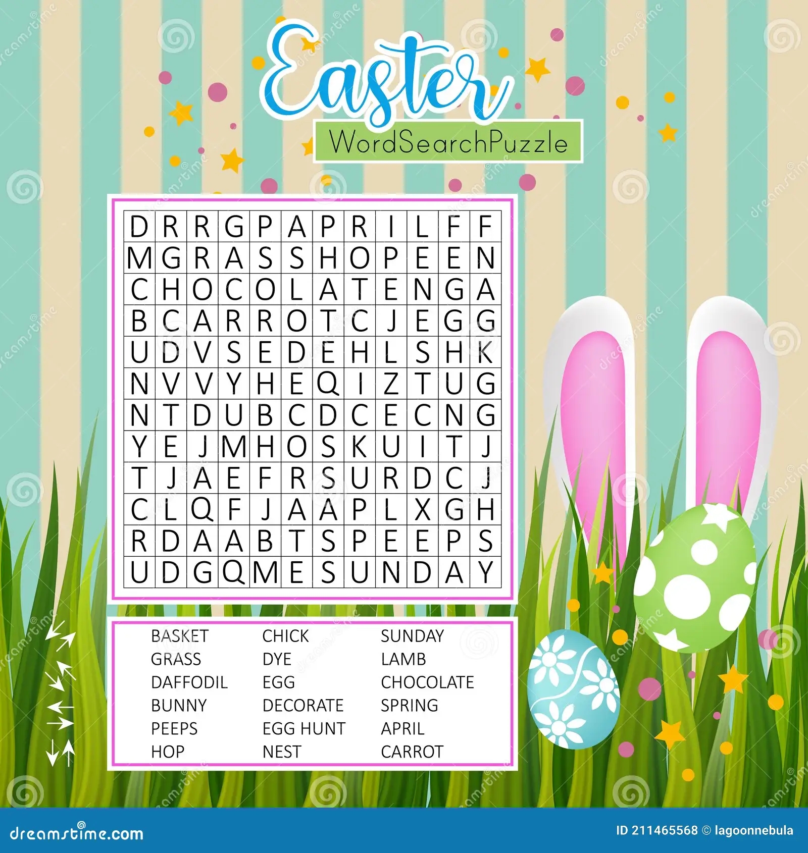 Easter Word Search Puzzle Educational Game For Kids Holiday Crossword Stock Vector Illustration Of Development Ears 211465568