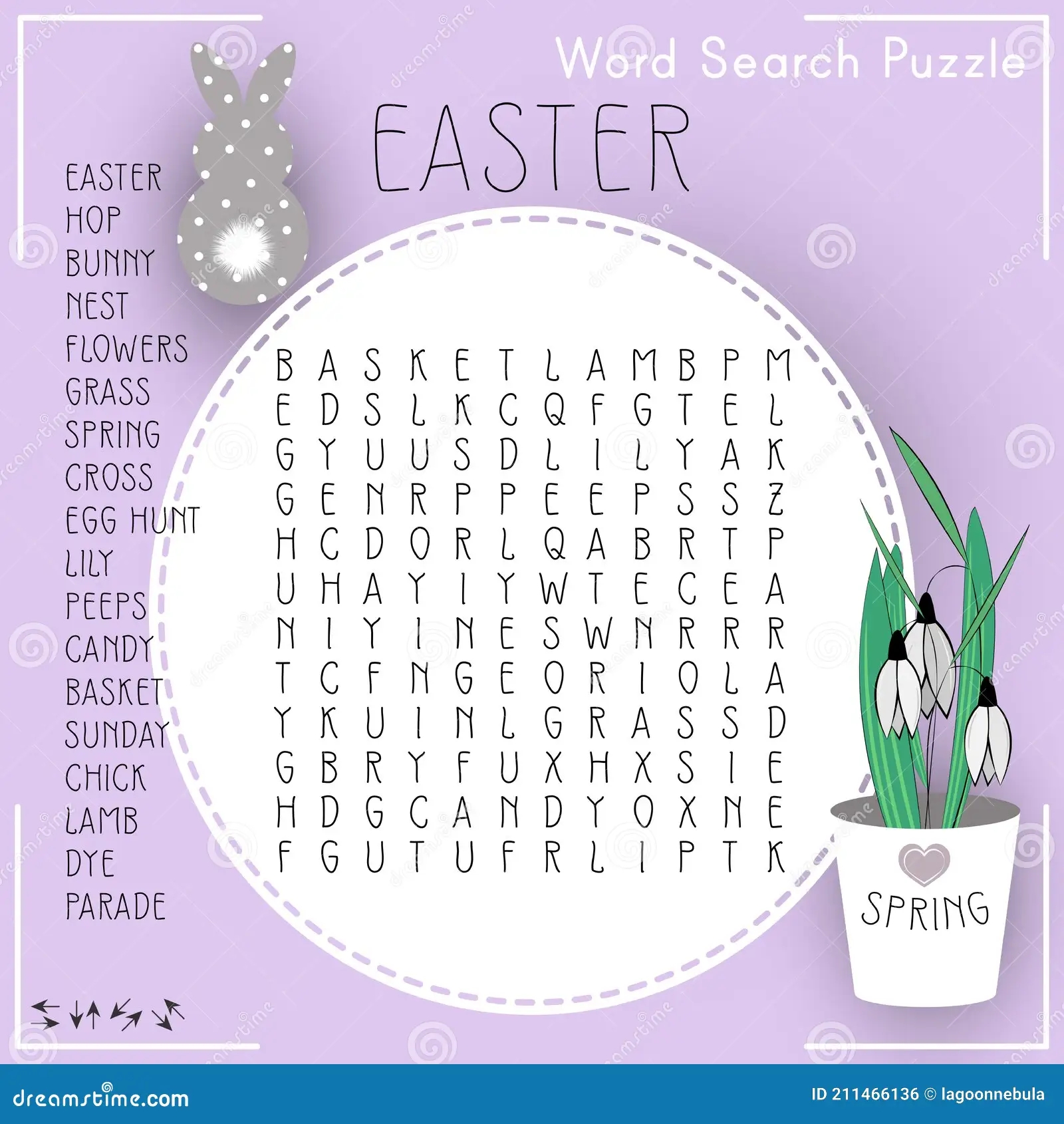 Easter Word Search Puzzle Educational Game For Kids Holiday Crossword Stock Vector Illustration Of Elegant Kids 211466136