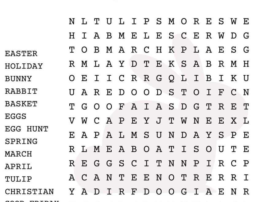 Easter Word Search Puzzle With Answer Sheet Easter Games Easter Activities Holidays Etsy