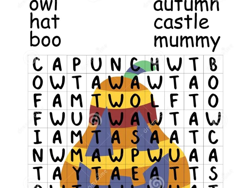 Easy Halloween Word Search Puzzle For Kids Stock Vector Illustration Educational English Word Game For Elementary And Middle Scho Stock Vector Illustration Of Castle Game 196504431