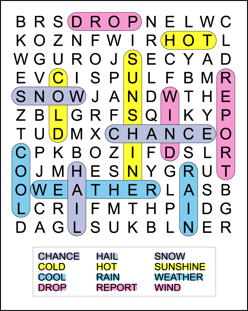 Free Printable Word Search Puzzles Water Cycle