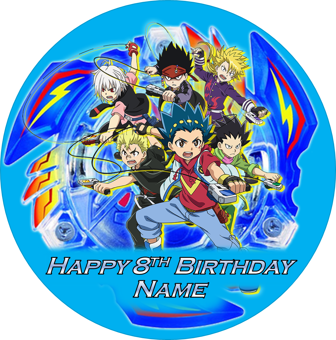EDIBLE Beyblade Personalized Cake Topper Image Decoration Wafer Paper Sheet 7 5 EBay