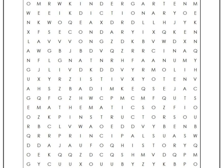 Educational Word Search Monster Word Search