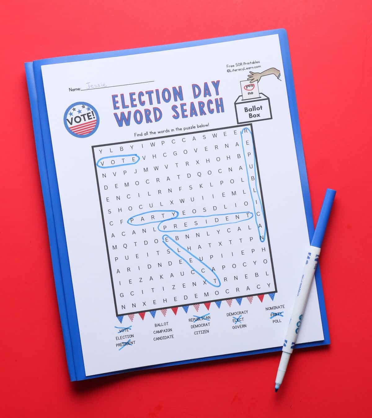 Elections Printable Word Search