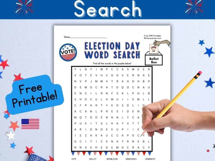 Election Day Word Search Free Printable Literacy Learn