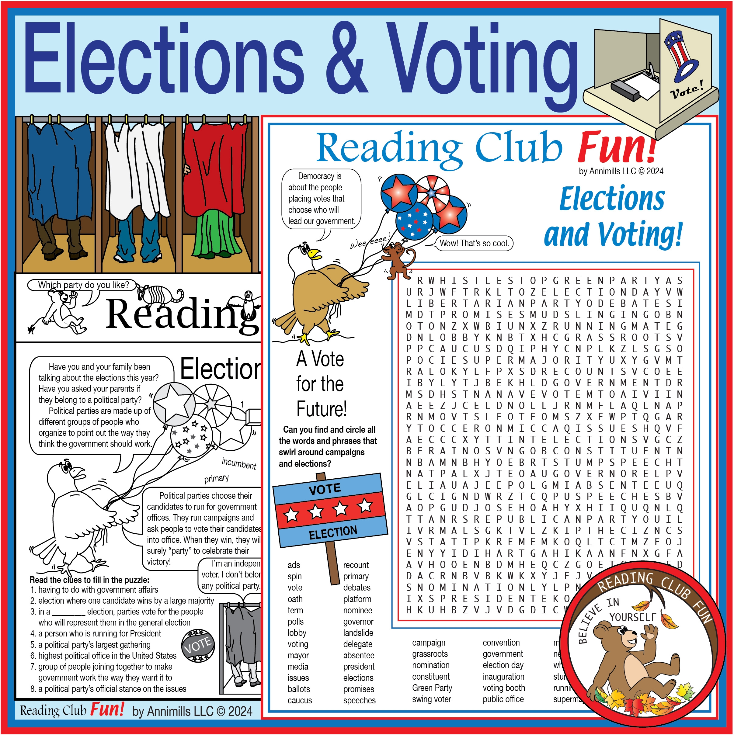 Elections Voting And Political Parties Printable Educational Puzzle Set Made By Teachers