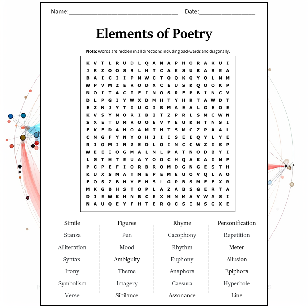 Elements Of Poetry Word Search Puzzle Worksheet Activity PDF Worksheets Library