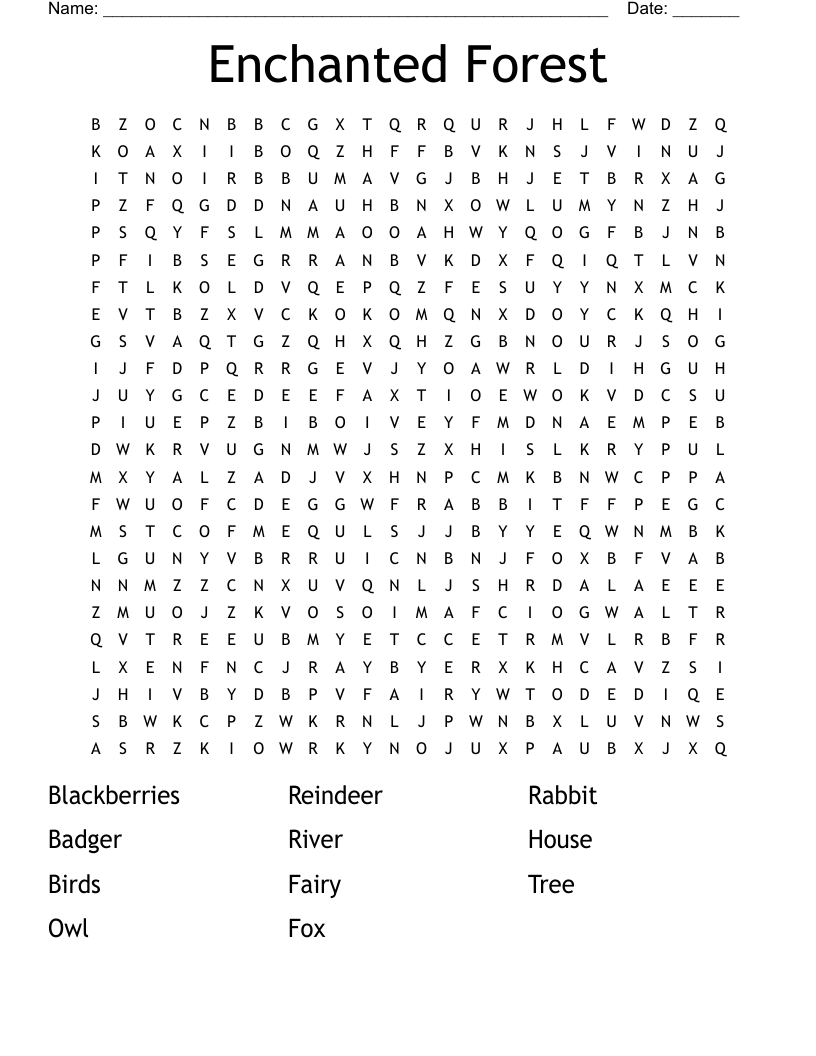 Enchanted Forest Word Search WordMint