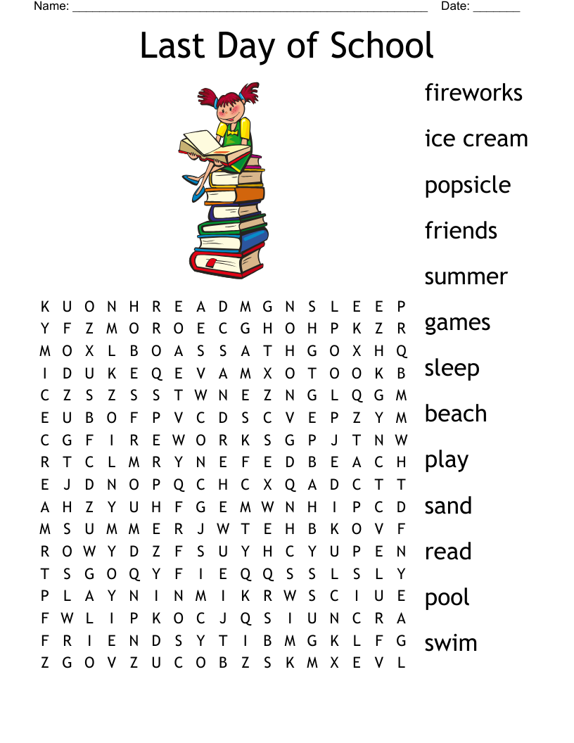 End Of Year Word Search Printable Free