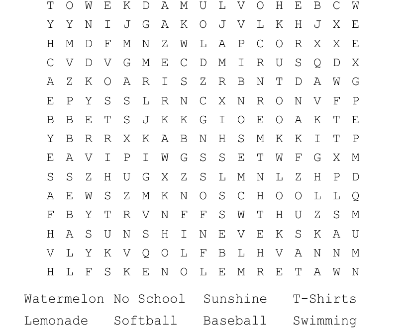 End Of The Year Word Search WordMint