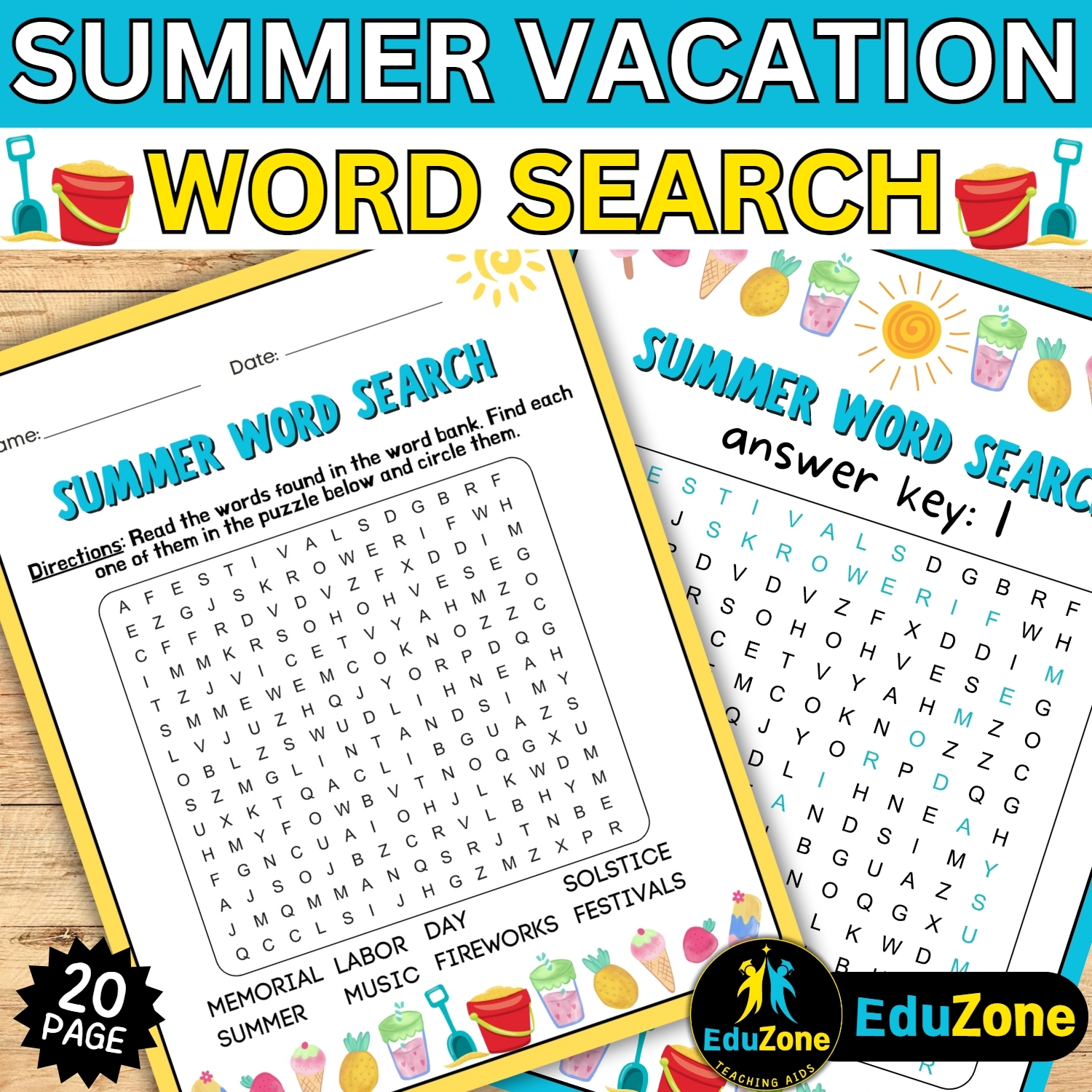 End of Year Summer Word Search Fun Activity For Kids And Great For Students Made By Teachers