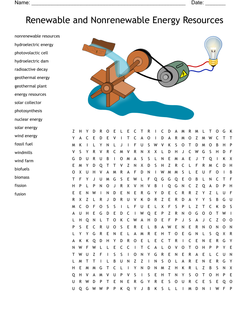 Energy Word Search WordMint