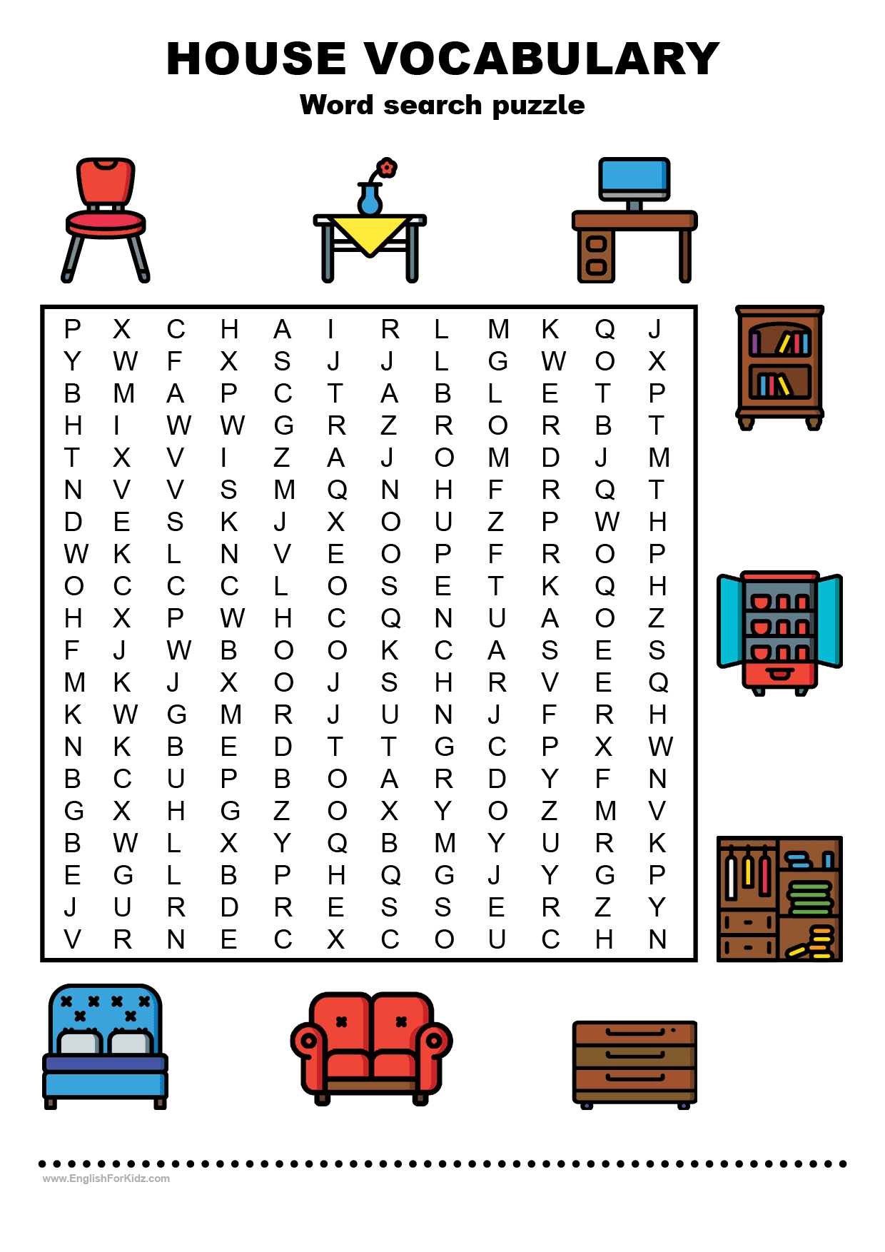 English For Kids Step By Step House Vocabulary Worksheets