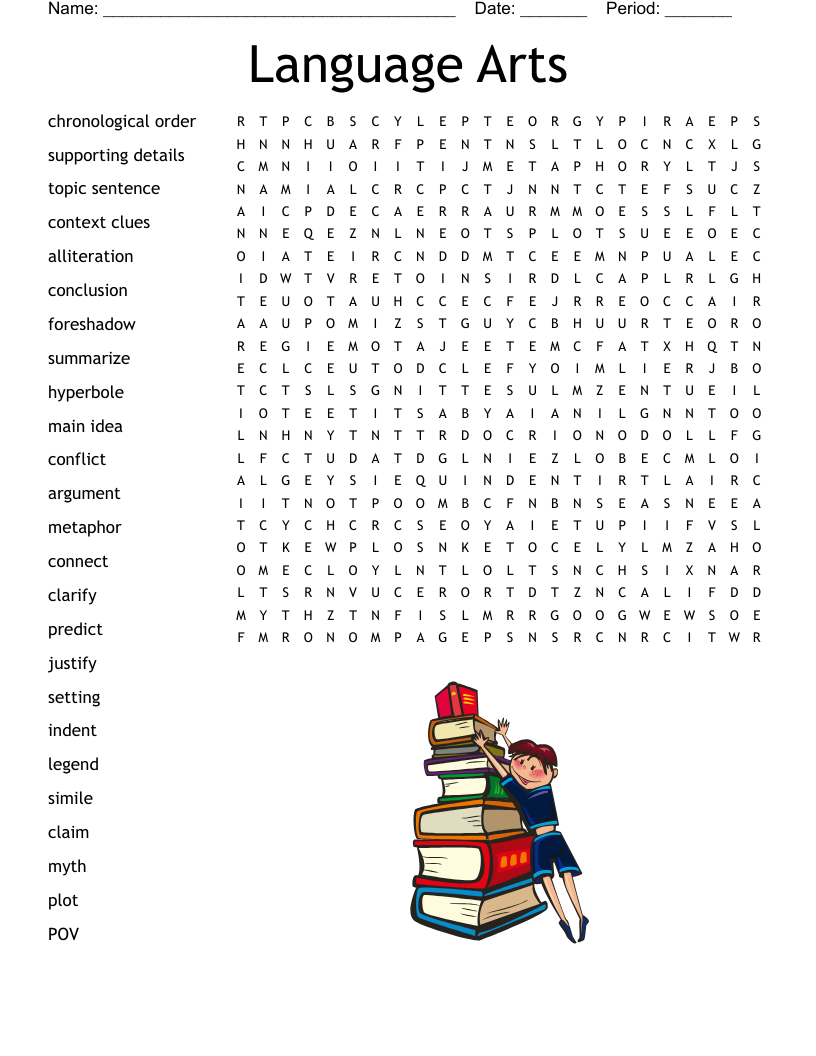 English Language Arts Word Search WordMint