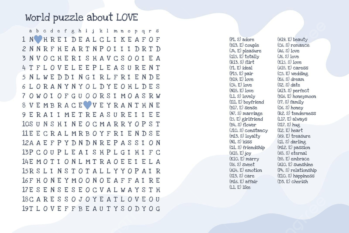 English Love Iq Test Solve The World Puzzle Crossword Vector Printable Word Word Search PNG And Vector With Transparent Background For Free Download