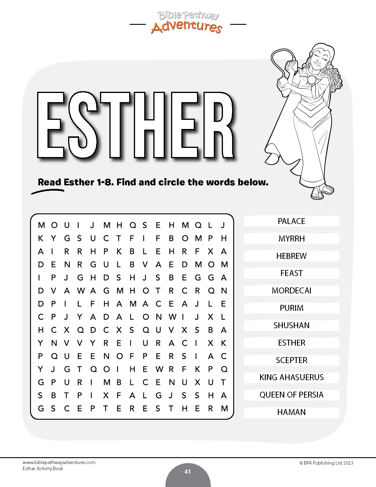 Esther Bible Word Search Puzzle BiblePuzzles Worksheets Library