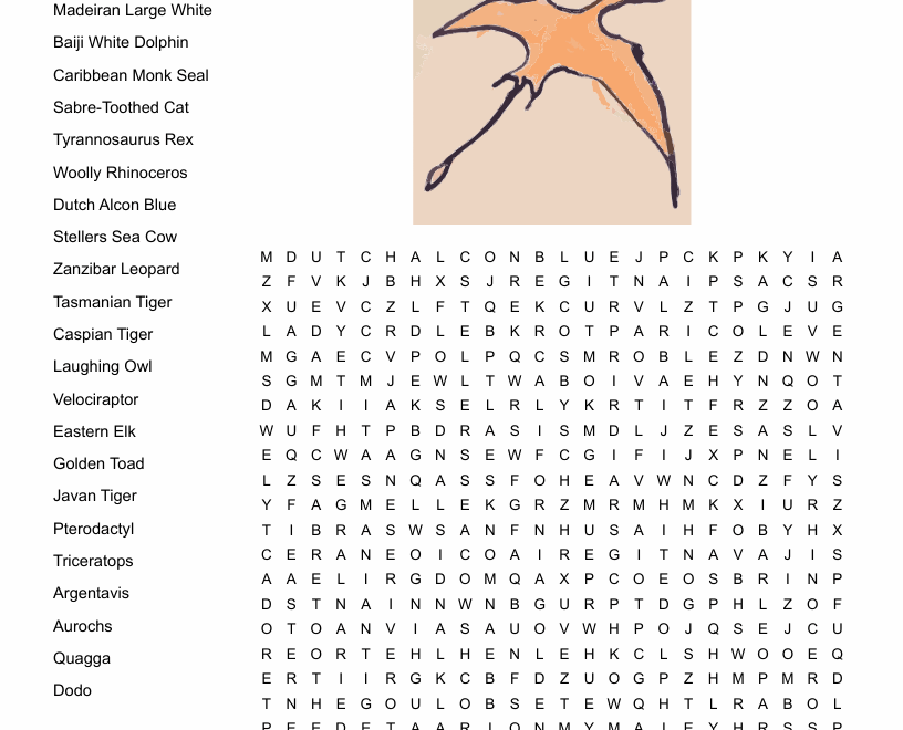 Extinct Animals Word Search WordMint