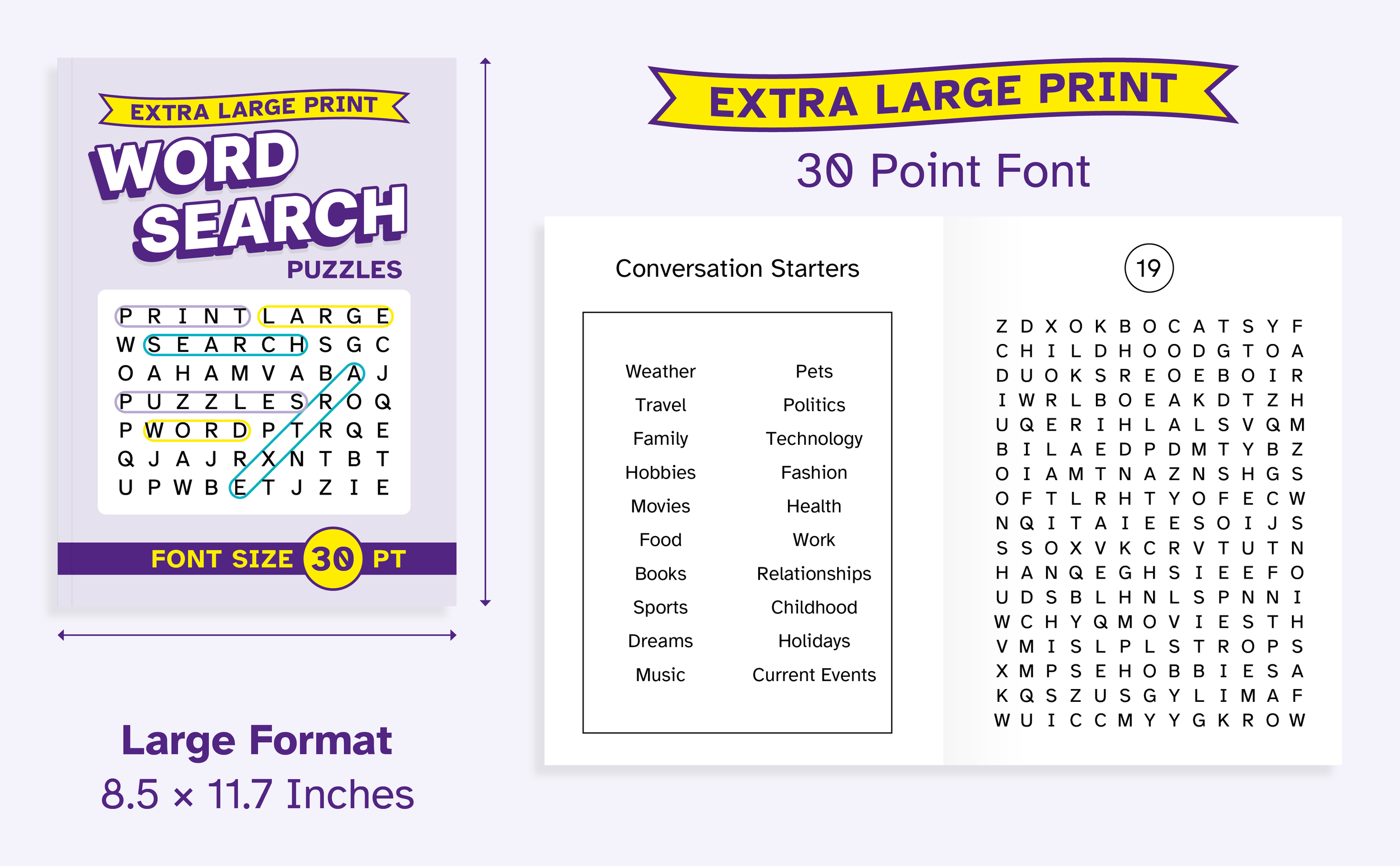 Extra Large Print Word Search Puzzles Font Size 30 Pt Clarence Edgehill
