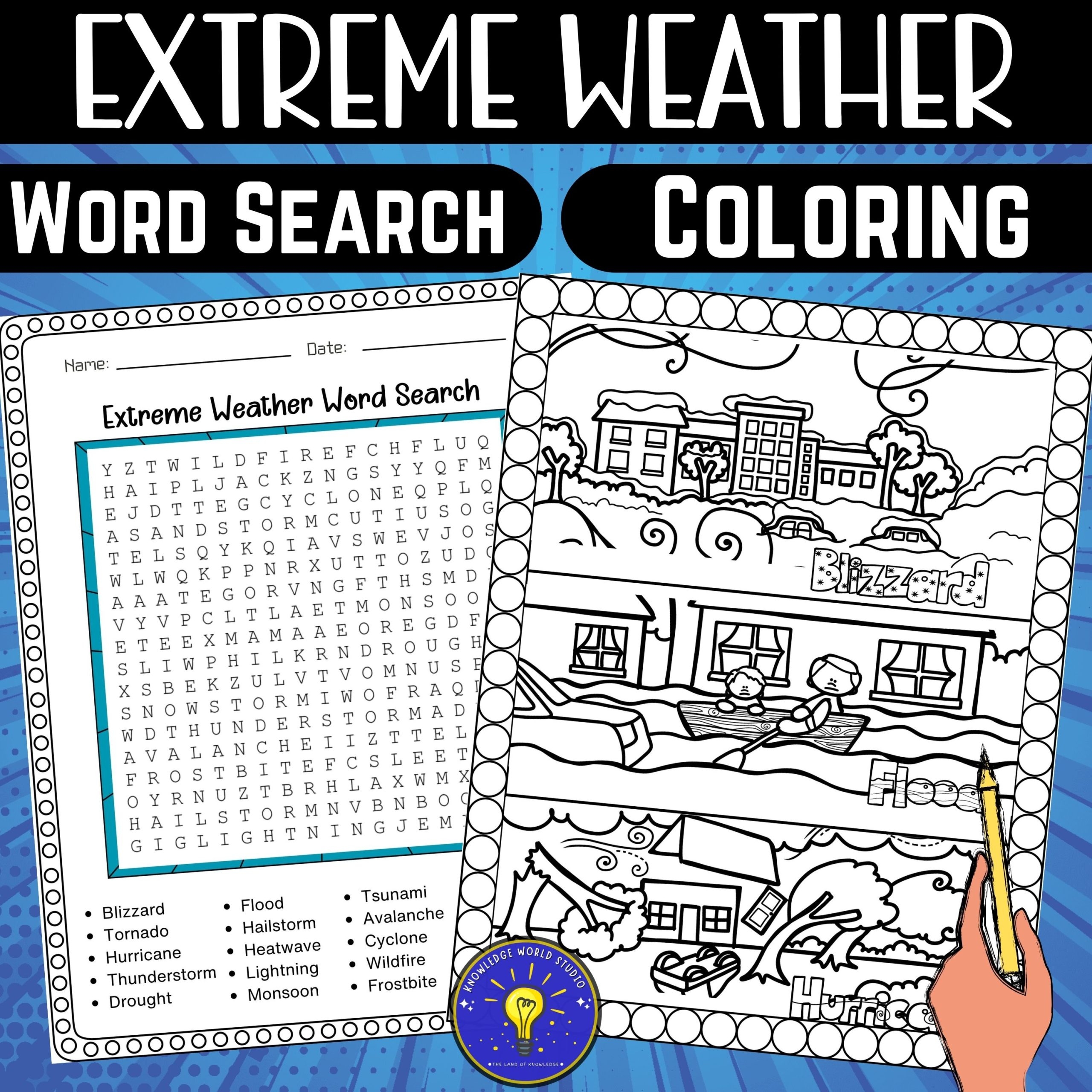 extreme weather activities word search coloring page made by teachers