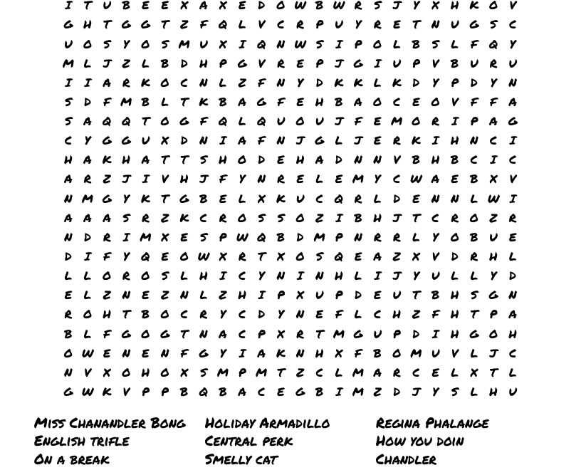 F R I E N D S Word Search WordMint