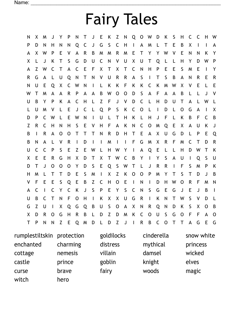 Fairy Tales Word Search WordMint