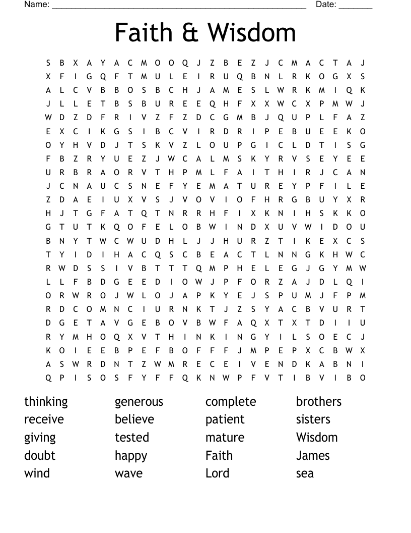Faith Wisdom Word Search WordMint