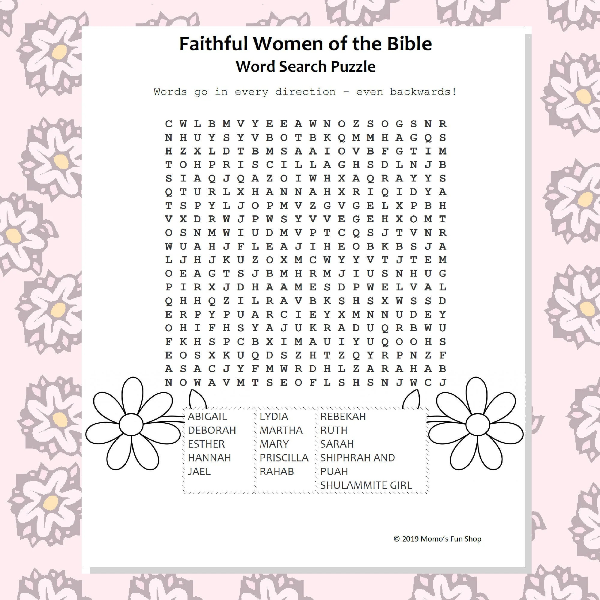 Faithful Women Of The Bible Word Search Puzzle JW Printables For Kids Family Worship Meeting Activity Sheet Instant Download PDF Etsy