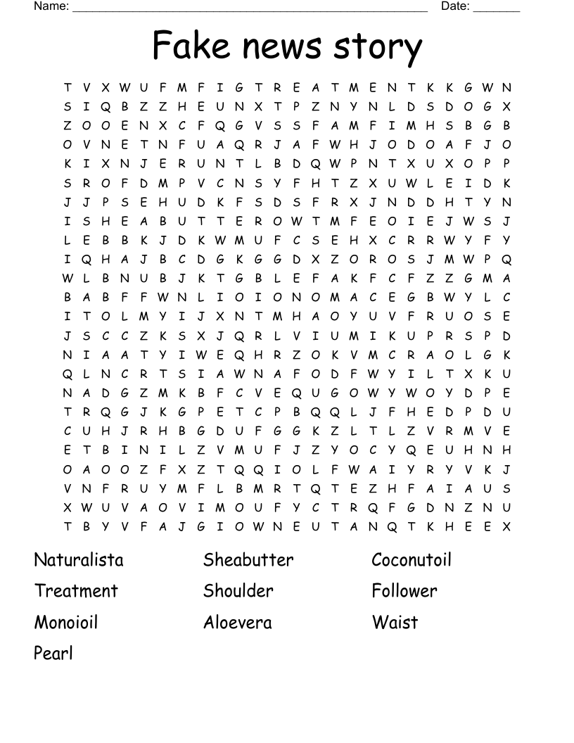 Fake News Story Word Search WordMint