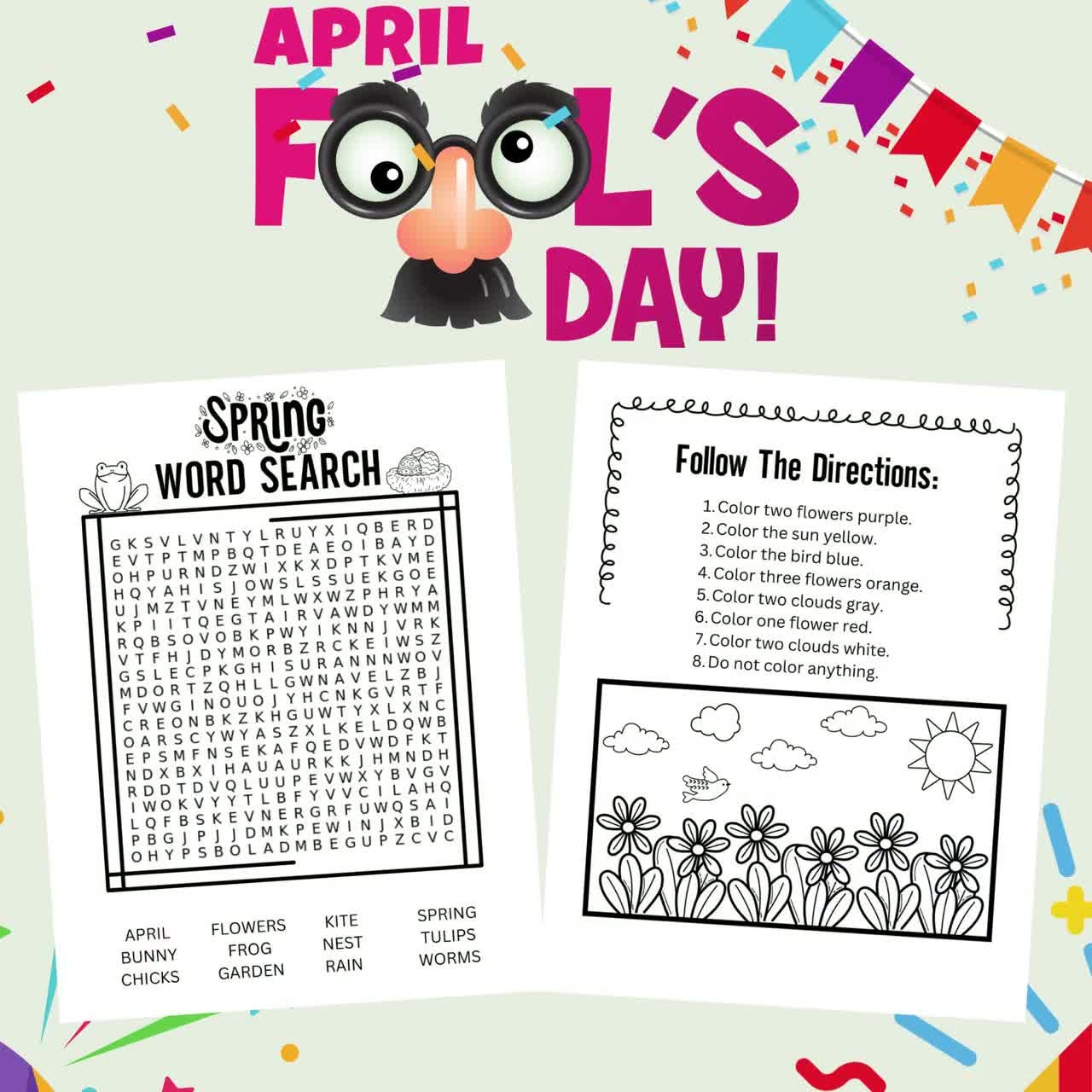 Fake Word Search april Fools Day Tricks For Kids april Fools Day Activities impossible Puzzle april Fools Day jokes For Kids easy Printable Etsy