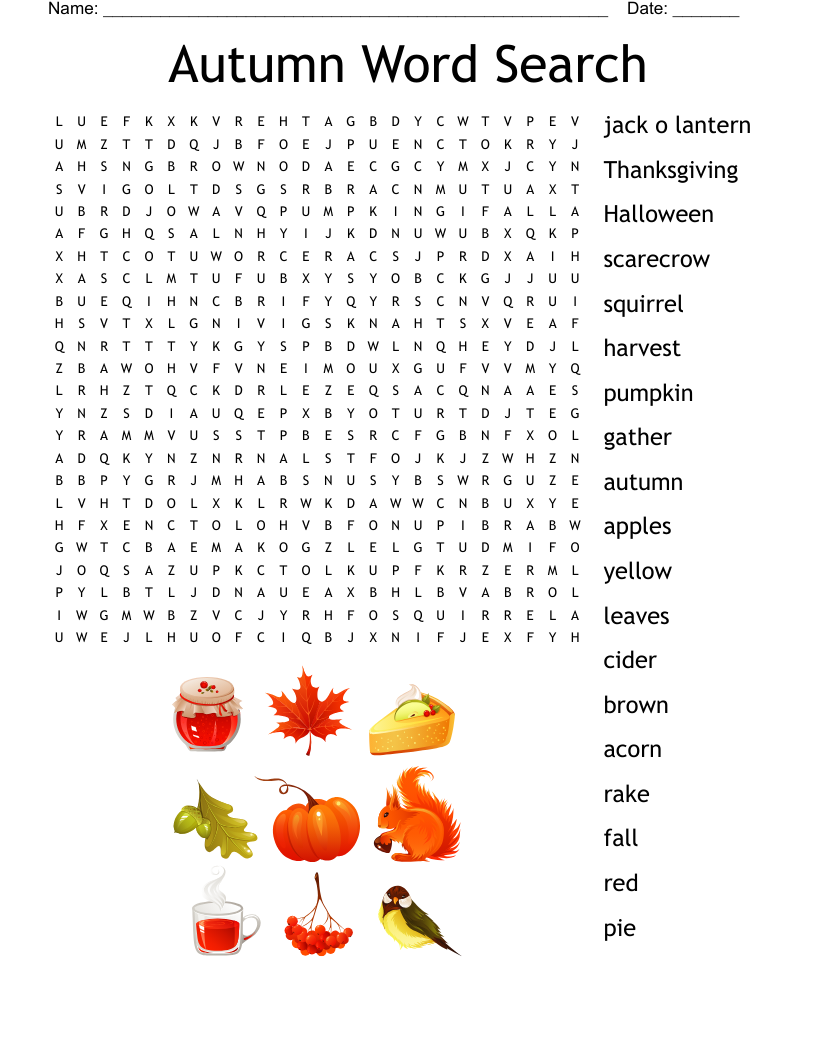 FALL FEST Word Search WordMint