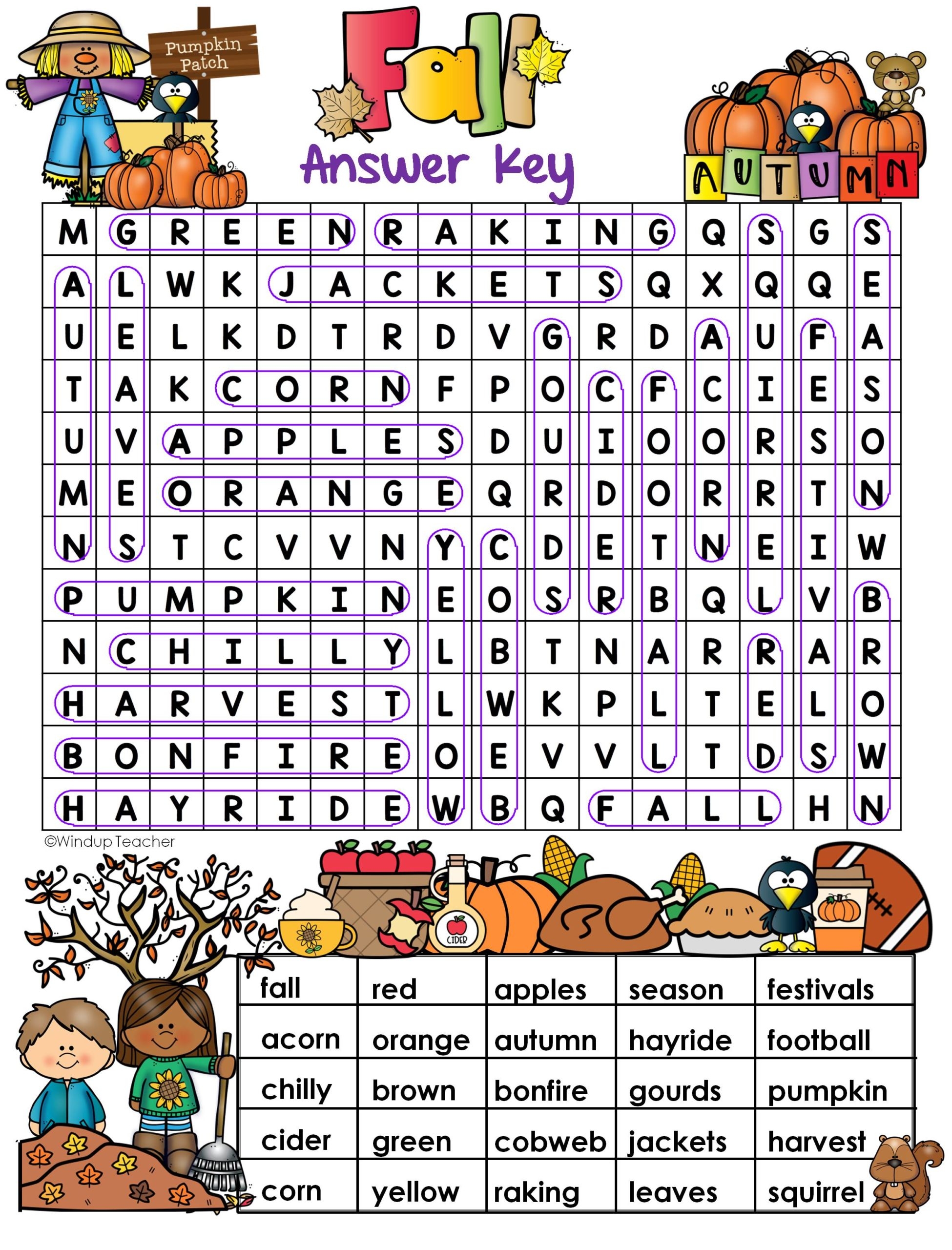 Fall Word Search EASY Puzzle Ready To Go Made By Teachers