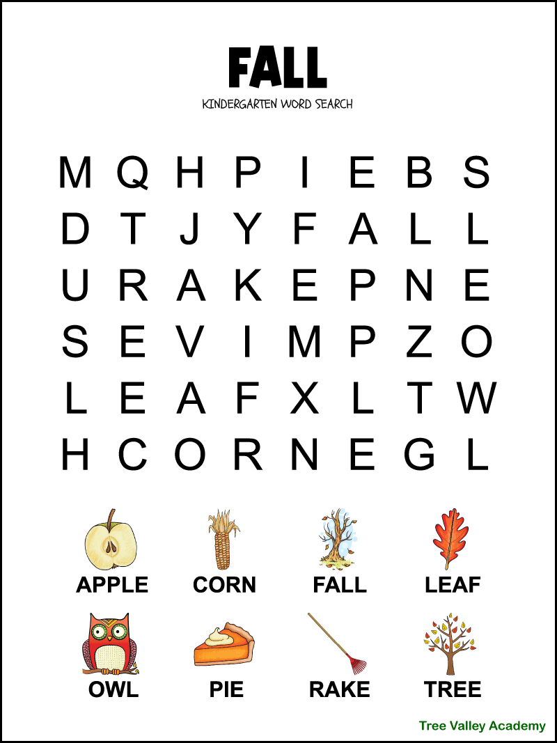 Autumn Word Searches Printable