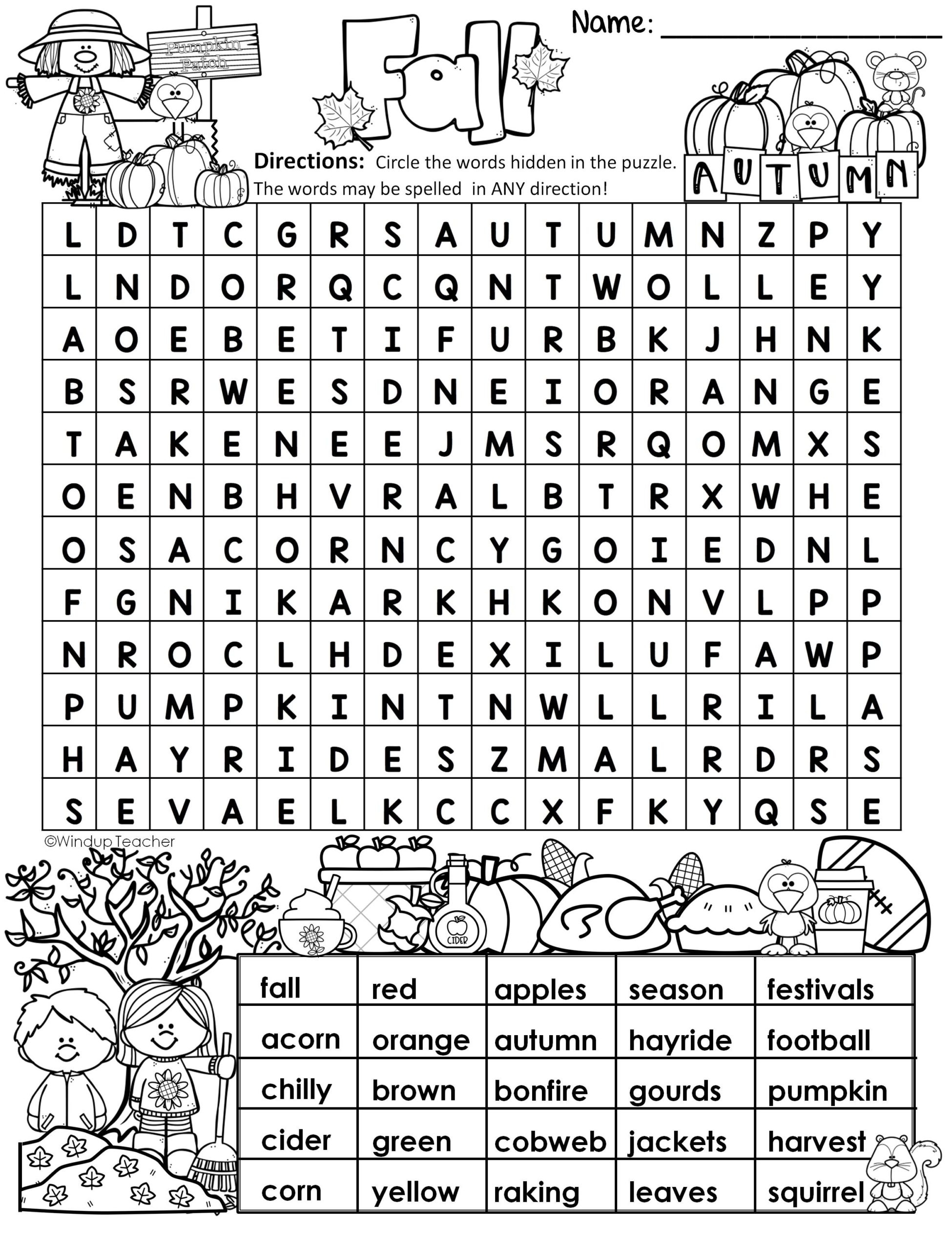 Fall Word Search HARD Puzzle Ready To Go Made By Teachers