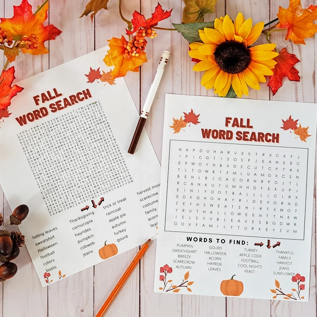 Fall Word Search PDF Two FREE Printable Word Search To Download Now Leap Of Faith Crafting