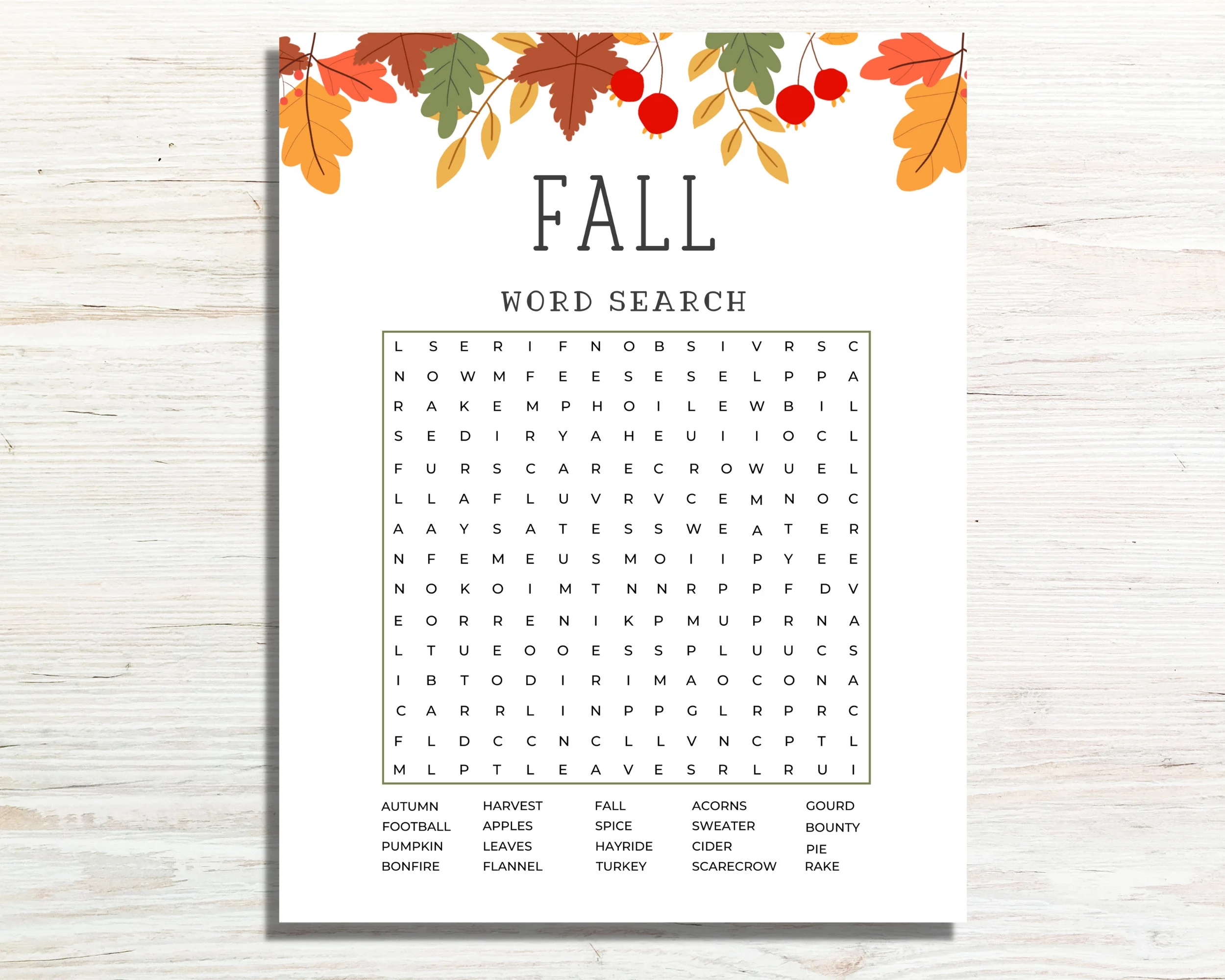 Fall Word Search Printable Autumn Word Search Printable Fall Game Card Fall Activity For Kids And Adults Classroom Word Find Game Etsy