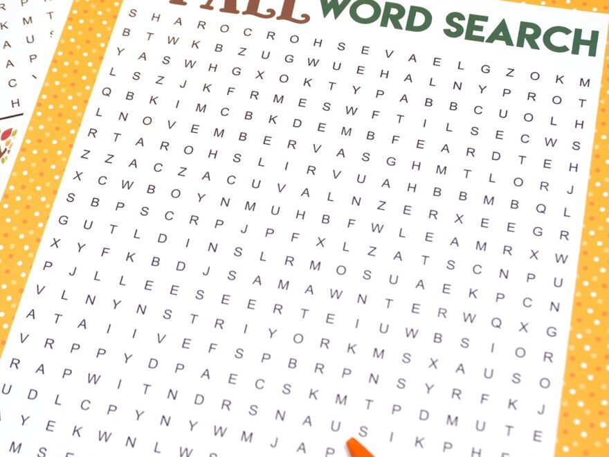 Fall Word Search Printable Happiness Is Homemade