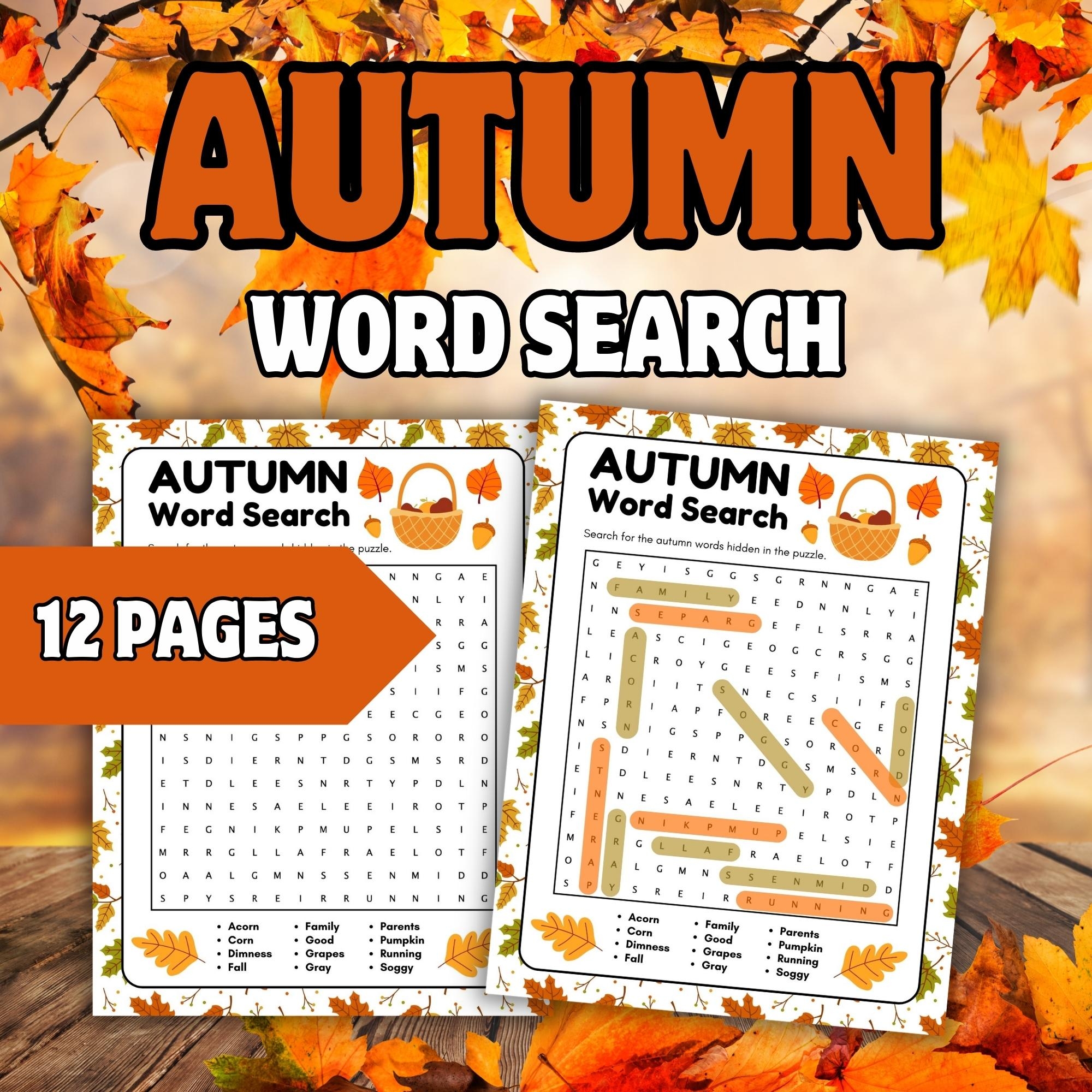 Fall Word Search Puzzle Autumn Vocabulary Activity Worksheets Made By Teachers