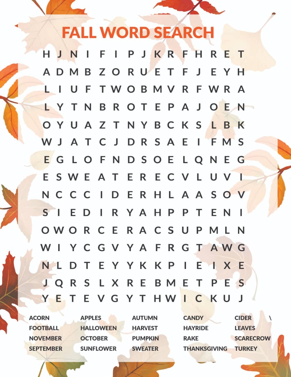 Fall Word Search Worksheet Live Worksheets Worksheets Library