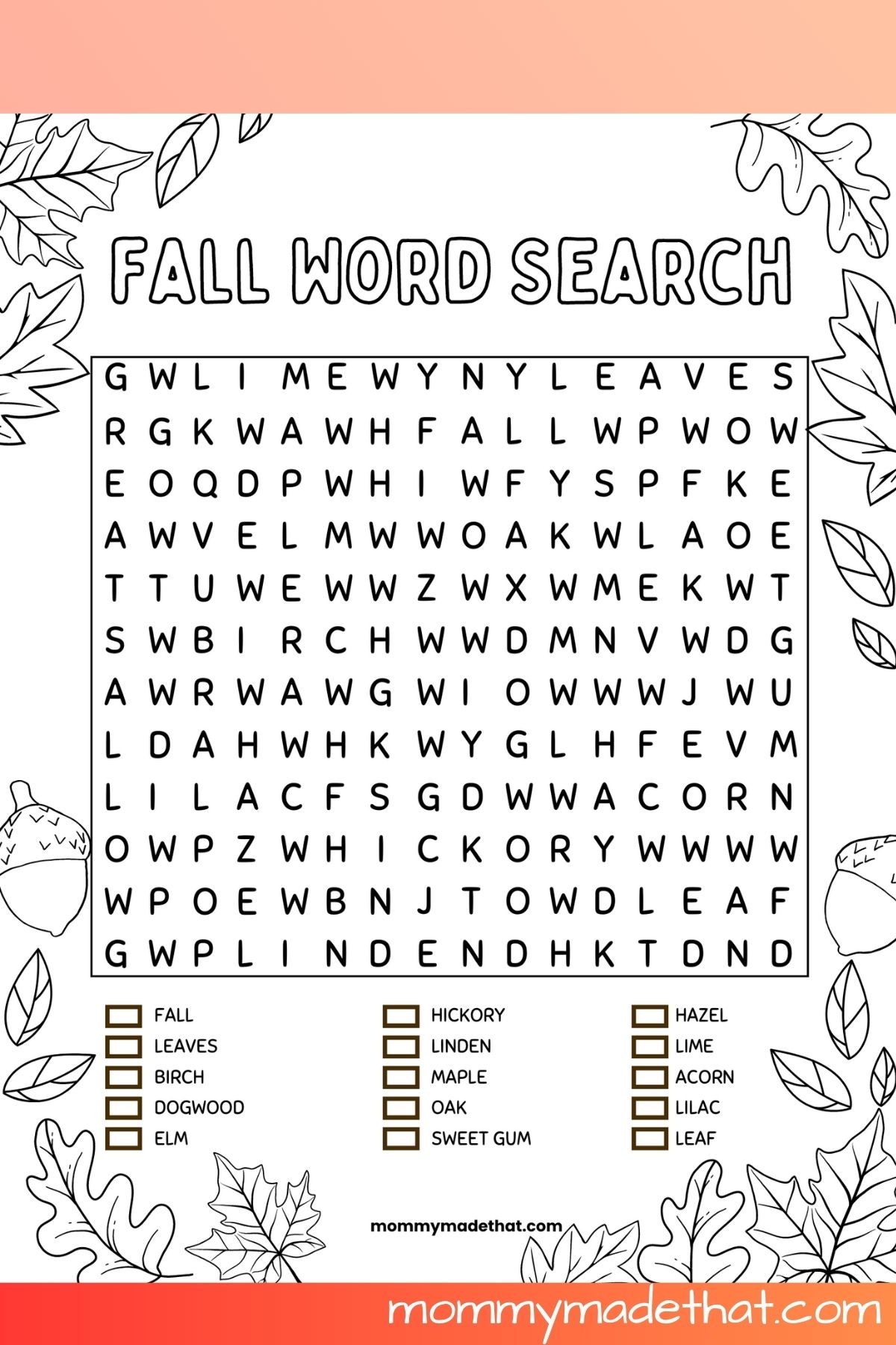 Fall Word Searches Free Printable