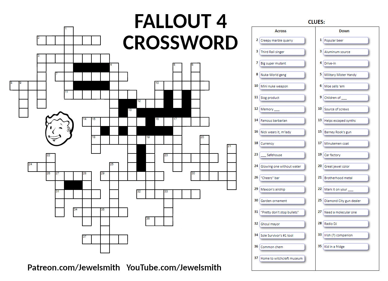 FALLOUT 4 Crossword Puzzle J L Hilton