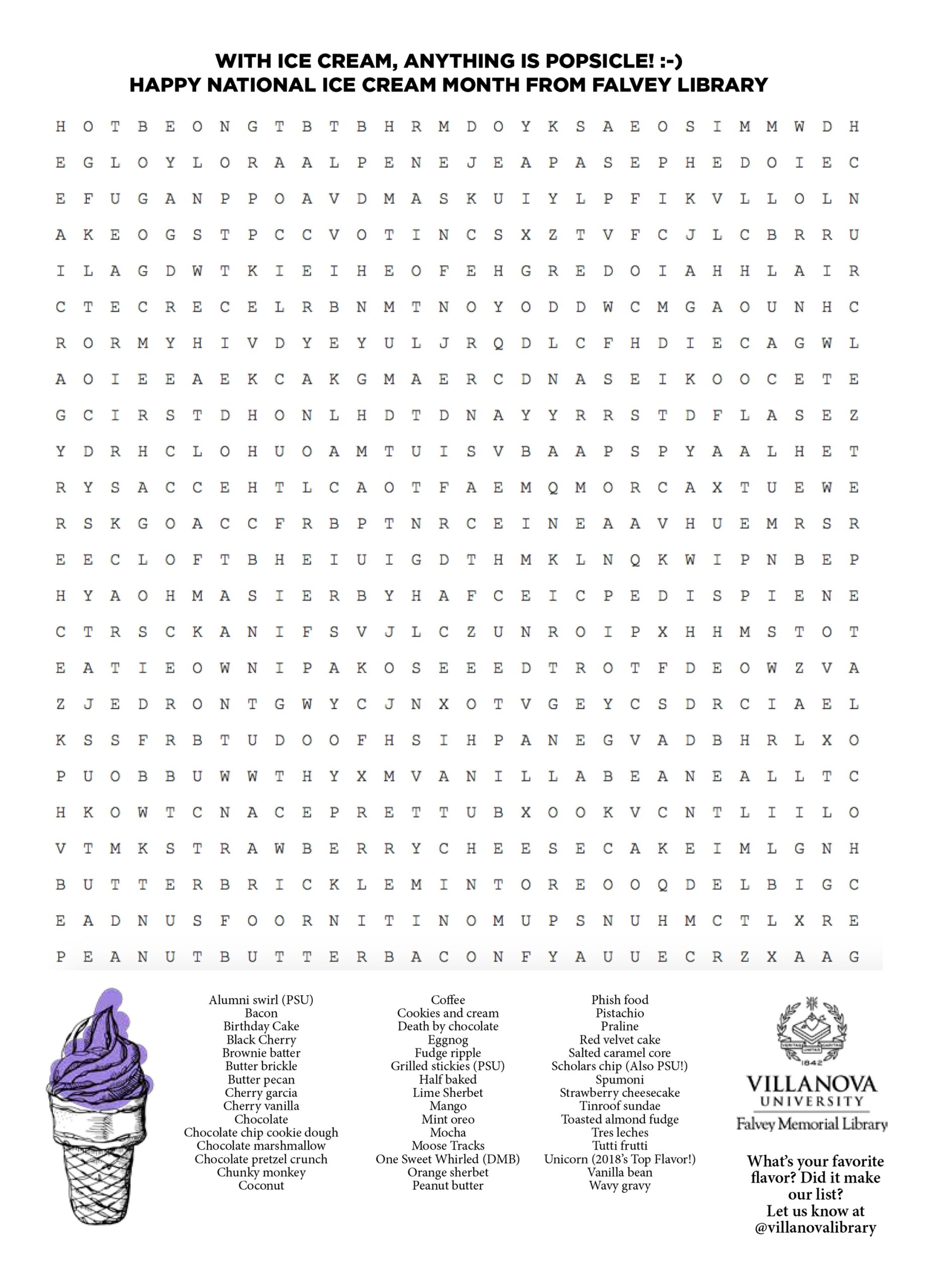 Falvey Library Chillax With Our Anything Is Popsicle Word Search
