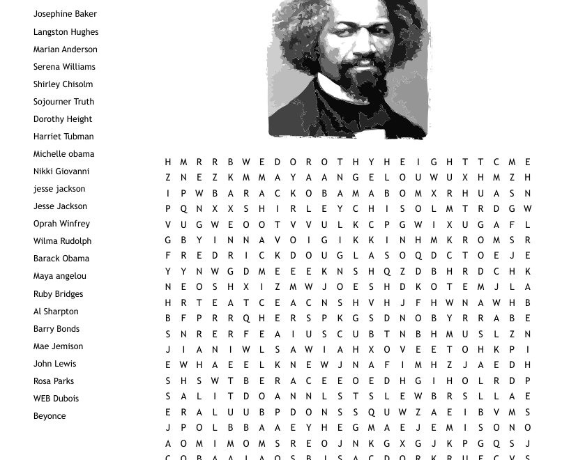 Famous African American Word Search WordMint